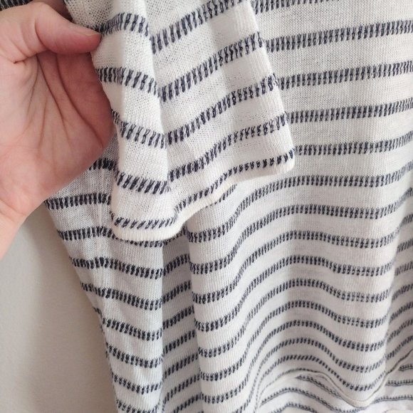 Garnet Hill Organic Linen Sweater XL Oversize whitish beige with black stripes - Picture 4 of 11